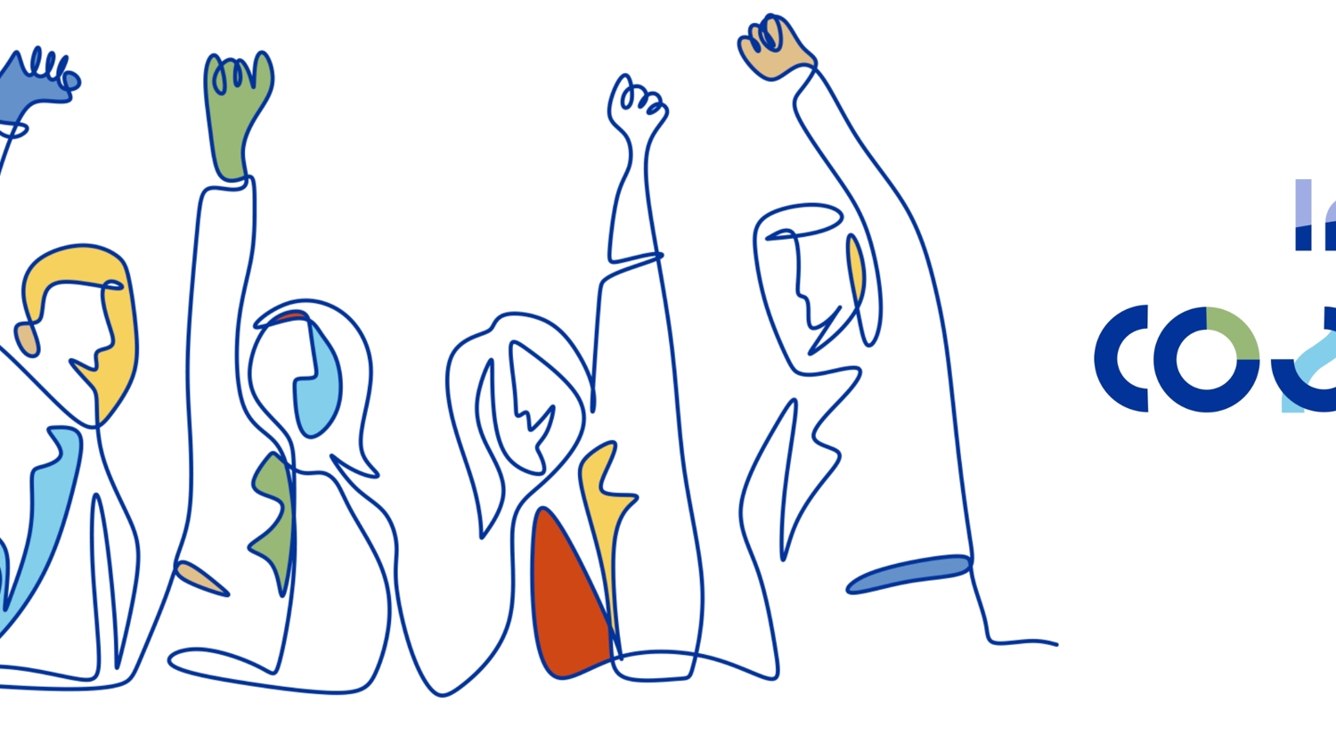 Illustration of four people raising their arms with the text "EU VALUES overcoming borders" and "Interreg Cooperation Day," alongside EU and Interreg logos.
